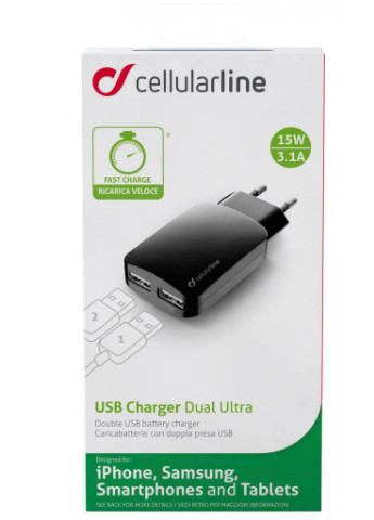 Зарядний пристрій 2 * USB 3,1A (ACHUSBMOBILEDUAL3A) Cellularline (216637966)