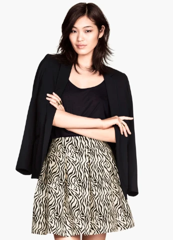 Черно-белая однотонная юбка H&M