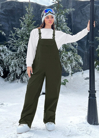 Комбінезон SHEIN комбінезон-брюки однотонний хакі кежуал поліестер