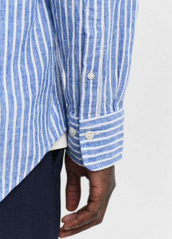 Голубой кэжуал рубашка в полоску Gant