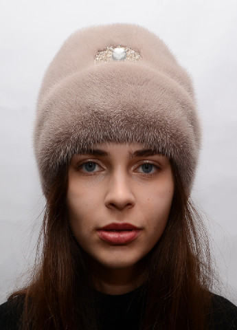Женская зимняя теплая норковая шапка с пряжкой Меховой Стиль рукавичка отворот (253696711)