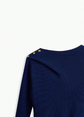 Синее кэжуал платье плиссированное SHEIN однотонное