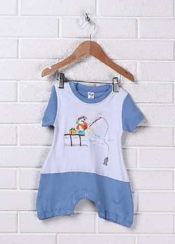 Комбінезон Niso Baby з коротким рукавом малюнок блакитний домашній