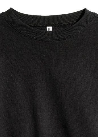 Світшот H&M - Прямий крій однотонний чорний кежуал бавовна - (184620733)