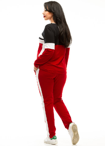 Костюм (лонгслив, брюки) Lady Style брючный однотонный красный спортивный