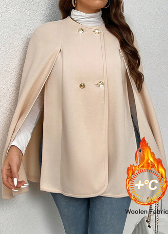 Кремовое демисезонное Пальто кейп SHEIN