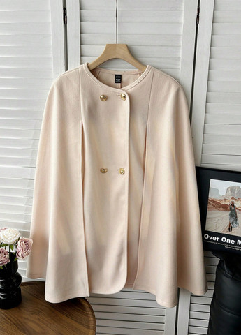 Кремовое демисезонное Пальто кейп SHEIN