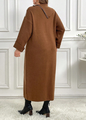 Коричнева кежуал сукня сукня светр SHEIN зебра