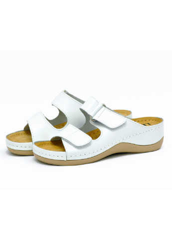 Белые женские шлепанцы кожаные 905 Leon