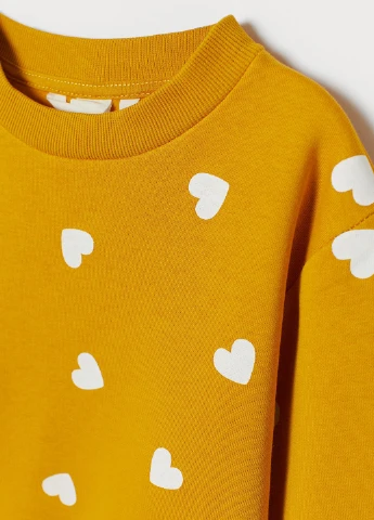 H&M свитшот сердечки желтый кэжуал хлопок