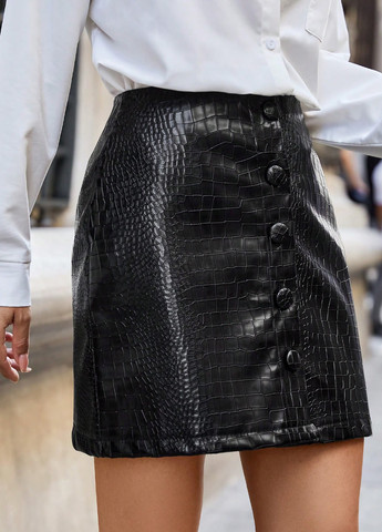 Черная кэжуал с анималистичным узором юбка SHEIN карандаш