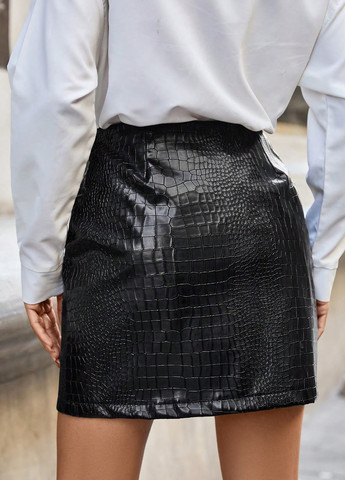 Черная кэжуал с анималистичным узором юбка SHEIN карандаш