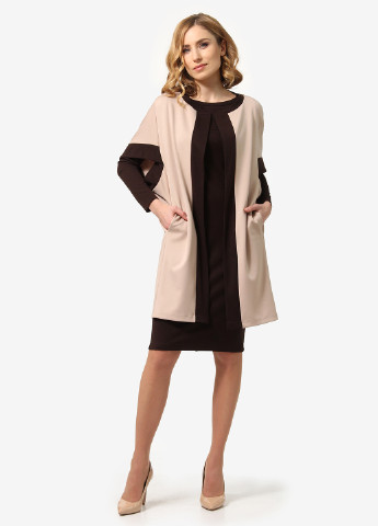 Темно-коричневый демисезонный комплект (платье, кардиган) Lada Lucci