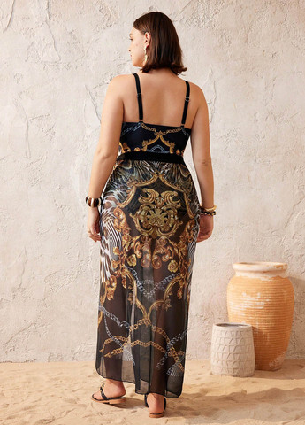 Комбинированный демисезонный комплект (купальник, юбка) слитный, майо SHEIN