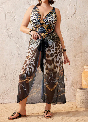 Комбинированный демисезонный комплект (купальник, юбка) слитный, майо SHEIN