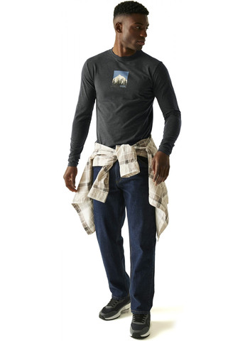 Черный демисезонный спортивный лонгслив Regatta с рисунком