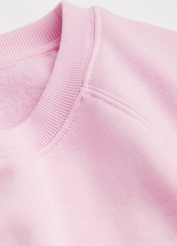 Свитшот H&M - Прямой крой однотонный светло-розовый кэжуал хлопок - (292304901)