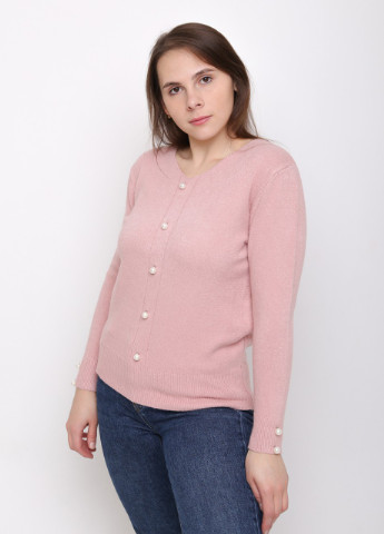 Рожевий зимовий светр жіночий рожевий прямий з бусинками JEANSclub Прямая