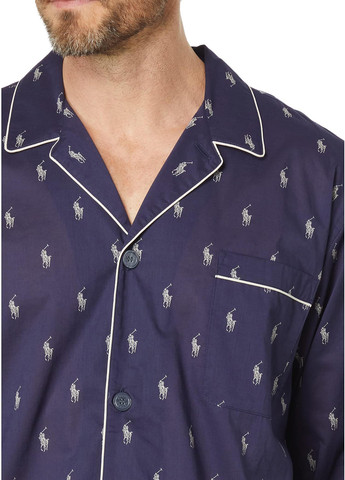 Синяя домашний рубашка с логотипом Ralph Lauren