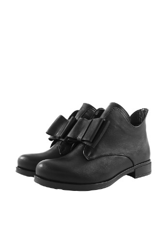 Черные женские ботинки без шнурков с бантом