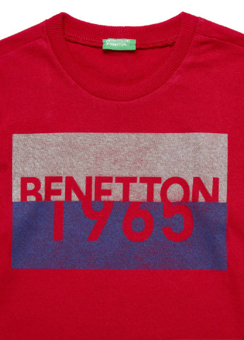 Красный демисезонный кэжуал лонгслив United Colors of Benetton с рисунком