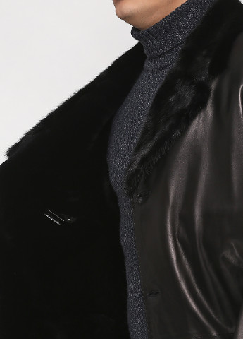 Черная зимняя куртка кожаная (мех норки, овчина) Ermellino