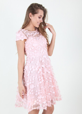 Светло-розовое коктейльное платье No Brand однотонное