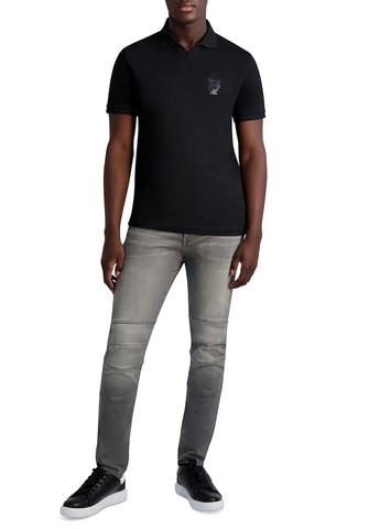 Черная футболка-поло для мужчин Karl Lagerfeld с логотипом