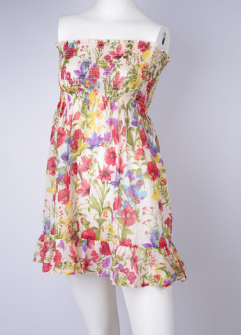Молочное кэжуал платье клеш, с открытыми плечами Asos с цветочным принтом