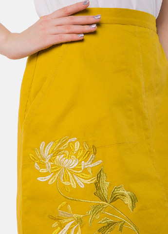 Желтая кэжуал однотонная юбка MR 520 со средней талией