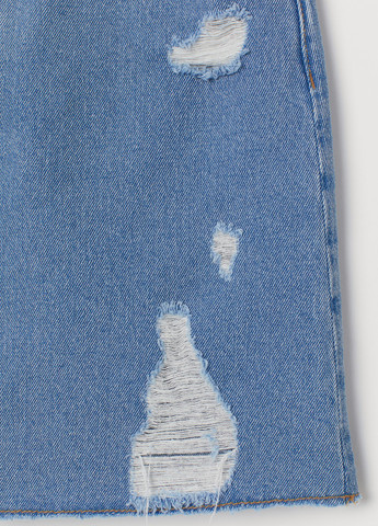 Голубая джинсовая, кэжуал однотонная юбка H&M