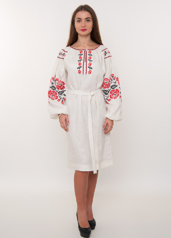 Молочное кэжуал платье Vyshyvanka с орнаментом
