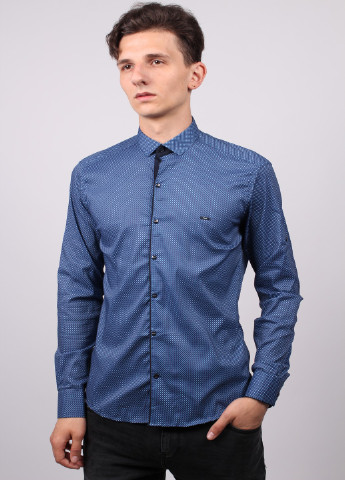 Темно-синяя кэжуал рубашка с геометрическим узором New Way