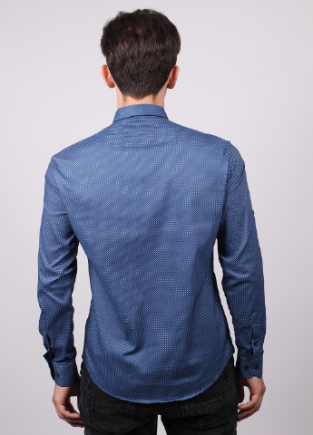 Темно-синяя кэжуал рубашка с геометрическим узором New Way