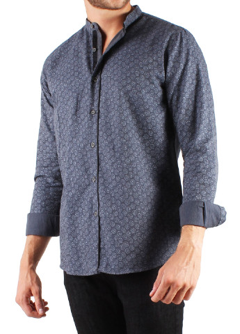 Серо-синяя кэжуал рубашка с орнаментом Made in Italy