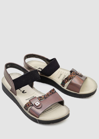 Бронзовые босоножки Bee с глиттером, с цветами