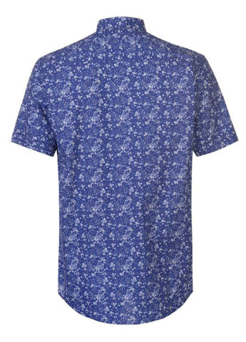 Темно-синяя кэжуал рубашка с цветами Pierre Cardin с коротким рукавом