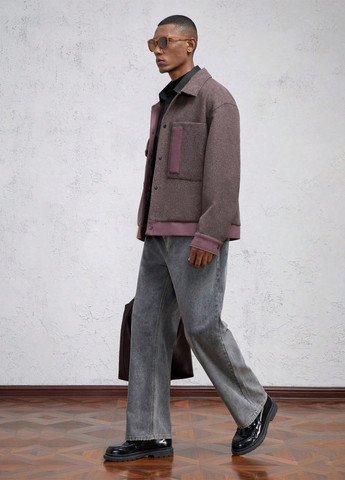 Кофейная демисезонная куртка SHEIN