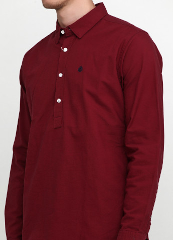 Бордовая кэжуал рубашка однотонная Springfield с длинным рукавом