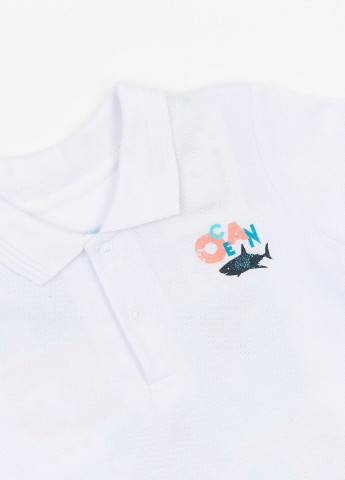 Белая детская футболка-поло для мальчика Z16 морская тематика