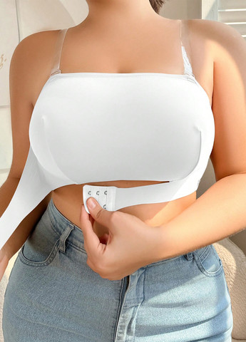 Белый топ бюстгальтер SHEIN без косточек полиэстер