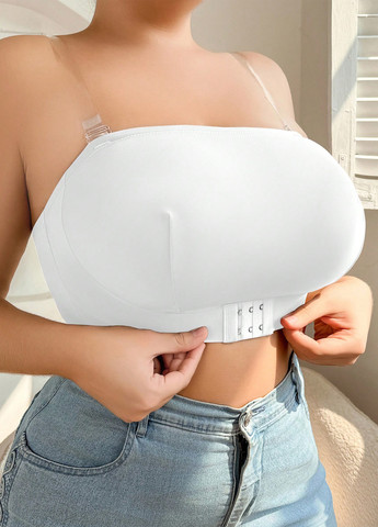 Белый топ бюстгальтер SHEIN без косточек полиэстер