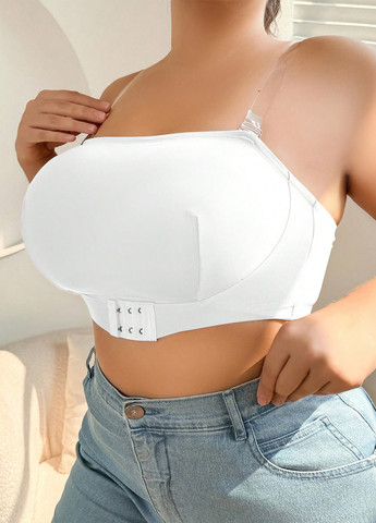 Белый топ бюстгальтер SHEIN без косточек полиэстер