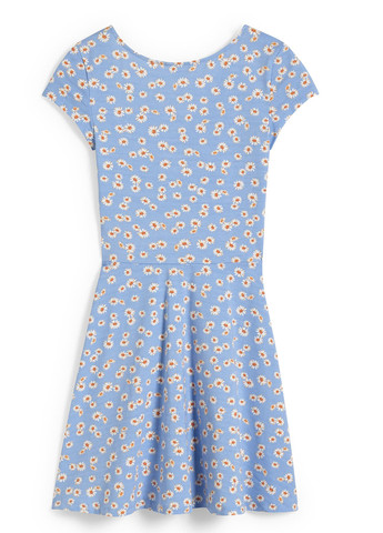 Голубое кэжуал платье клеш C&A с цветочным принтом