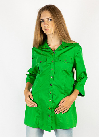 Зеленая кэжуал рубашка однотонная Time of Style