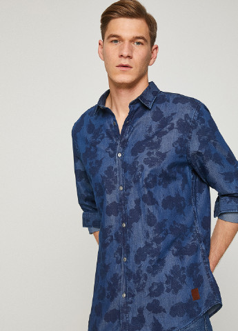 Синяя джинсовая рубашка с цветами KOTON