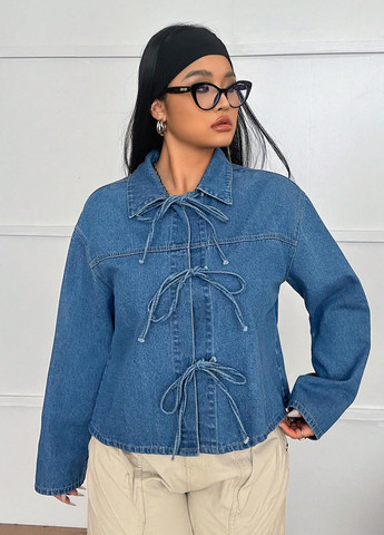 Синя демісезонна куртка куртка-піджак SHEIN