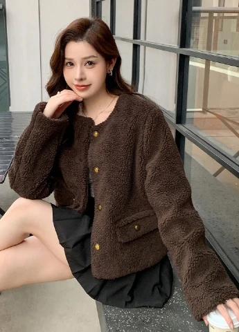 Коричневая демисезонная куртка куртка-пиджак SHEIN