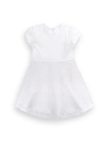 Комбинированное платье с гипюровой фигурной юбкой (8302-98g-beige) Breeze (198250961)