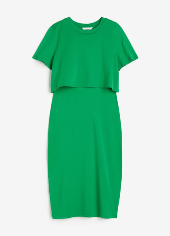 Зеленое кэжуал платье для кормящих H&M однотонное